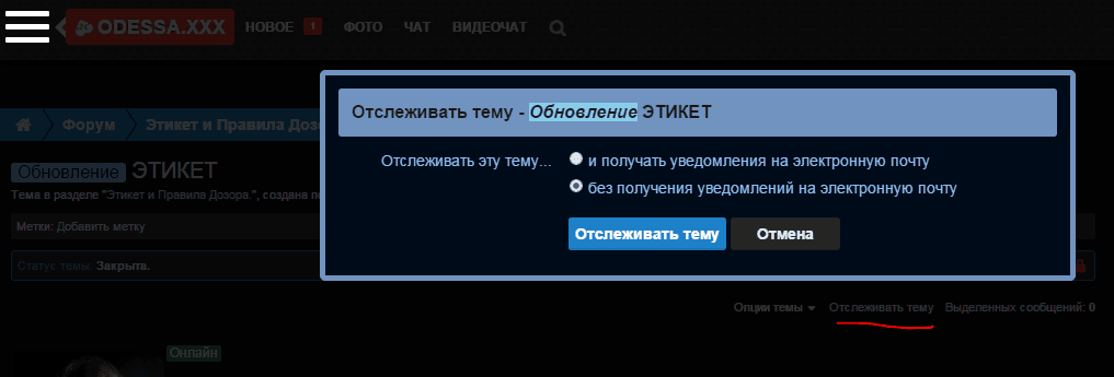 Опция отслеживания ветки